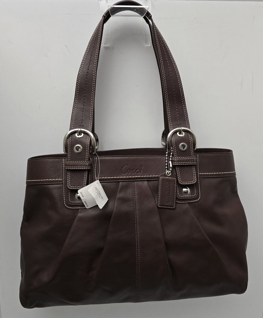 Coach F13733 Vintage Soho Y2K Bag Brown Pleated Leather Business Tote XL NEW